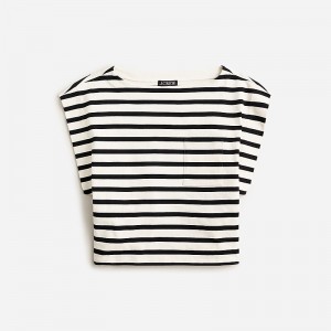 Women's J.Crew Boatneck muscle cotton T-shirts Carter Stripe USA ZTOKFSA80