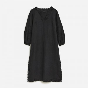 Women's J.Crew Bungalow embroidered Dress Black USA OPNQEXI84