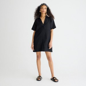 Women's J.Crew Bungalow popover Dress Black USA IJXCZDL70