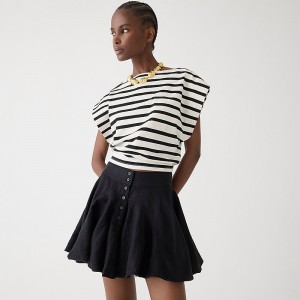 Women's J.Crew Button-up mini Skirts Black USA GVUJBPN43