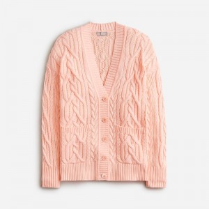 Women's J.Crew Cable-knit cardigan Sweaters Iced Peach USA WEGAHPT23