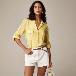 Women's J.Crew Camp-collar featherweight linen blend Shirts Fresh Lemon USA TQHVRNM40