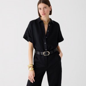 Women's J.Crew Capitaine Shirts Black USA GAIPODW17