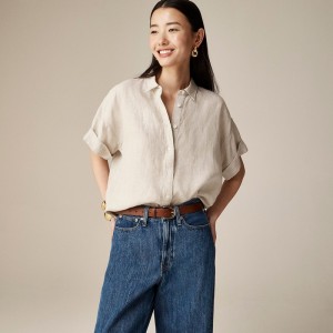 Women's J.Crew Capitaine Shirts Flax USA YGWKMRA81