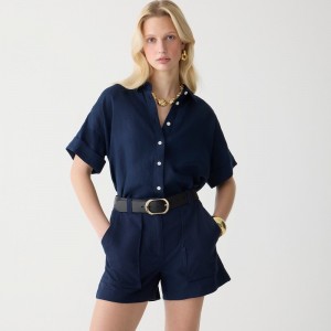 Women's J.Crew Capitaine Shirts Navy USA OKMTWXL82