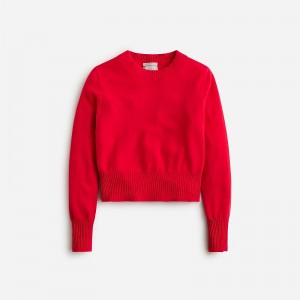 Women's J.Crew Cashmere shrunken crewneck Sweaters Classic Red USA WYQAKIT57