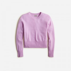 Women's J.Crew Cashmere shrunken crewneck Sweaters Muted Orchid USA MZTWVOI72