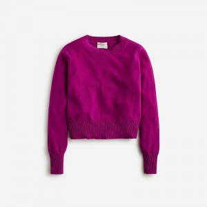 Women's J.Crew Cashmere shrunken crewneck Sweaters Magenta Grape USA TCSPDQR74