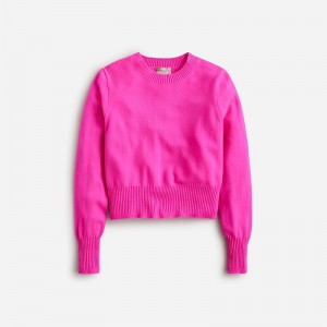 Women's J.Crew Cashmere shrunken crewneck Sweaters Neon Flamingo USA ZAKFGNU62