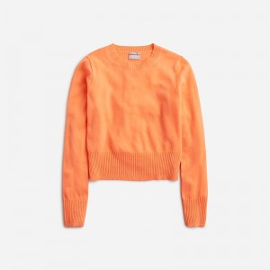 Women's J.Crew Cashmere shrunken crewneck Sweaters Bright Cantaloupe USA BGNCHFM03