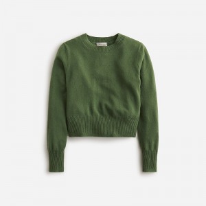 Women's J.Crew Cashmere shrunken crewneck Sweaters Utility Green USA RKFXHWA06