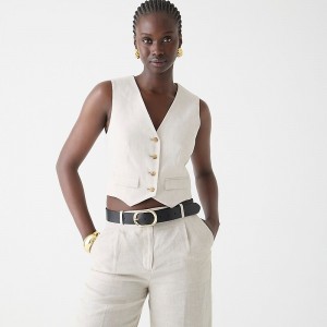 Women's J.Crew Classic Vest Flax Ivory USA SBGUKFJ04