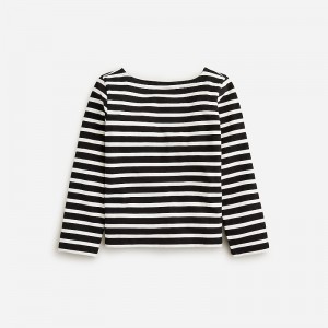 Women's J.Crew Classic mariner cloth boatneck T-shirts Perfect Black Stripe USA ROCHNEB69