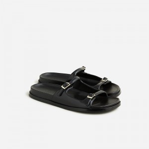 Women's J.Crew Colbie buckle Sandals Black USA XLIRMQO90