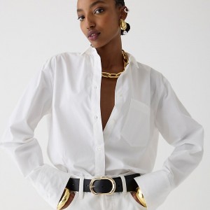 Women's J.Crew Collection garçon embellished Shirts White USA JYFBPDH60