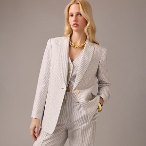 Women's J.Crew Collection tuxed Blazers Ivory Grey Lurex USA AMETYIN16