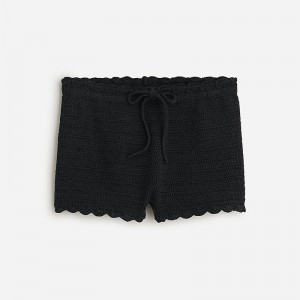 Women's J.Crew Crochet mini Shorts Black USA KZQLUHO09