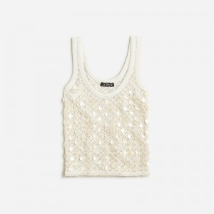 Women's J.Crew Crochet shell-embroidered Tank Tops Ivory USA AFTIORH50