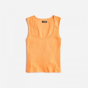 Women's J.Crew Cropped fine rib scoopneck Tank Tops Warm Clementine USA YOAMPRZ52