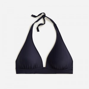 Women's J.Crew DD halter tie-back bikini top with mesh Bikini Top Navy USA QSXIBDM05