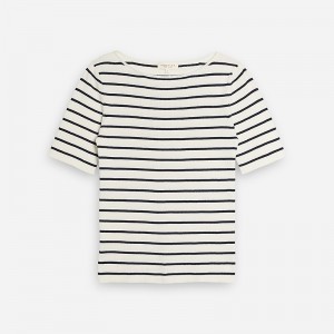 Women's J.Crew DEMYLEE New York™ Rena striped Tops Navy Multi USA QRFJZHT01