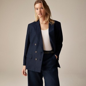 Women's J.Crew Double-breasted Blazers Navy USA MPOITSJ02