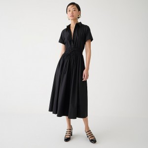 Women's J.Crew Elena cotton poplin Shirtdress Black USA LUYGQJI15