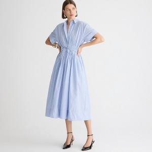 Women's J.Crew Elena cotton poplin Shirtdress Blue USA ACQVWSG86