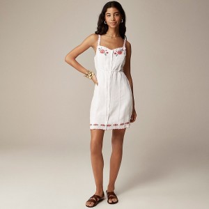 Women's J.Crew Embroidered mini Dress White USA TAZLSKU65