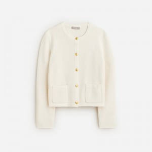 Women's J.Crew Emilie sweater lady jacket with contrast trim Jackets Ivory USA NYFXBWQ85