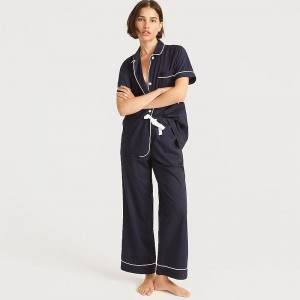 Women's J.Crew End-on-end cotton short-sleeve Pajama Set Pajamas Navy USA PIMSHCT65