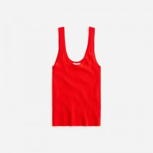 Women's J.Crew Featherweight cashmere ribbed Tank Tops Red USA GXDNOIC15