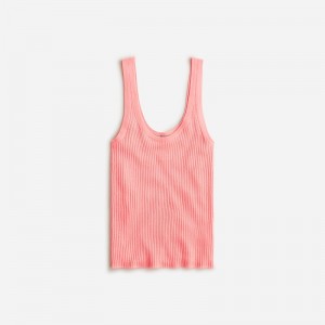 Women's J.Crew Featherweight cashmere ribbed Tank Tops Pink USA KMNUAPZ94