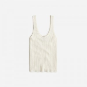 Women's J.Crew Featherweight cashmere ribbed Tank Tops White USA LXVJOCH82