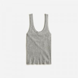 Women's J.Crew Featherweight cashmere ribbed Tank Tops Grey USA VFALEUJ16