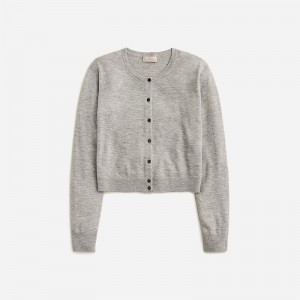 Women's J.Crew Featherweight cashmere shrunken cardigan Sweaters Grey USA SBVPTUM04