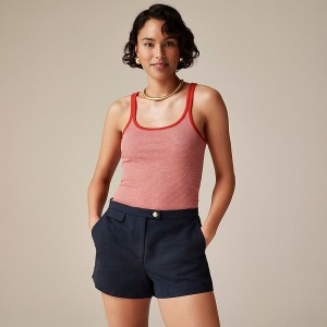 Women's J.Crew Fine rib racerback Tank Tops Micro Feeder Red Ivory USA ZSYIWKT53