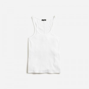 Women's J.Crew Fine rib racerback Tank Tops White USA FTIZNCE50