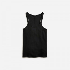 Women's J.Crew Fine rib racerback Tank Tops Black USA QKLNBRA24