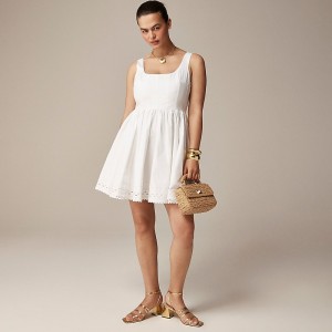 Women's J.Crew Fit-and-flare mini dress with rickrack trim Dress White USA MEBRQSU49