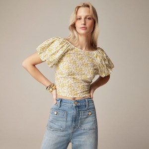 Women's J.Crew Fitted puff-sleeve Tops Capel Yellow USA FLUTPIJ25