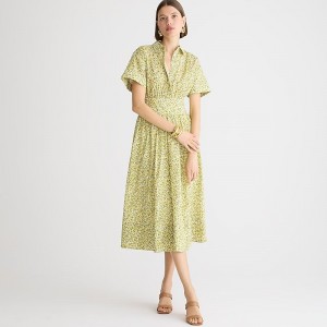 Women's J.Crew Fitted-waist Shirtdress Elizas Yellow USA QISAEZY08