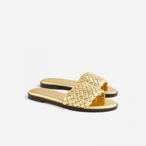 Women's J.Crew Georgina woven Sandals Dark Gold USA UYZHLOT56