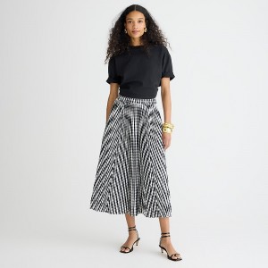 Women's J.Crew Gwyneth pleated gingham Skirts Black Ivory USA VEBXFJQ17