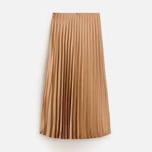 Women's J.Crew Gwyneth pleated slip Skirts Camel USA GHDYKAN56