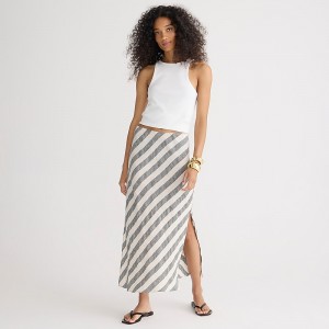 Women's J.Crew Gwyneth slip striped linen Skirts Eleanor Stripe USA QDROCWT19