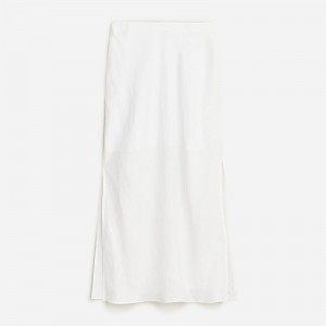 Women's J.Crew Gwyneth slip striped linen Skirts White USA GBWTQES81