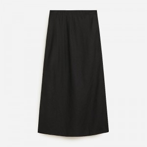 Women's J.Crew Gwyneth slip striped linen Skirts Black USA CFZYBLM38