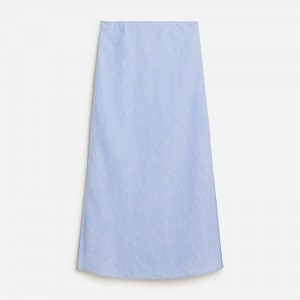 Women's J.Crew Gwyneth slip striped linen Skirts French Blue USA EMLXNIQ03