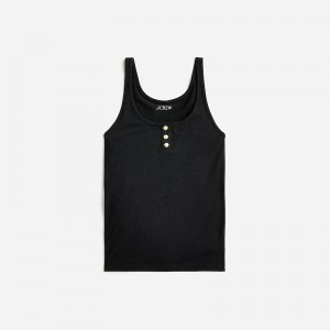 Women's J.Crew Henley Tank Tops Black USA MLSYWTI90